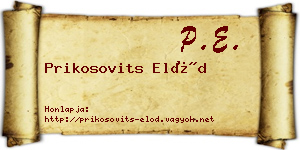 Prikosovits Előd névjegykártya